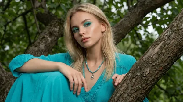 Halskette Lottika Sterling Silber mit facettierte Türkis Steine